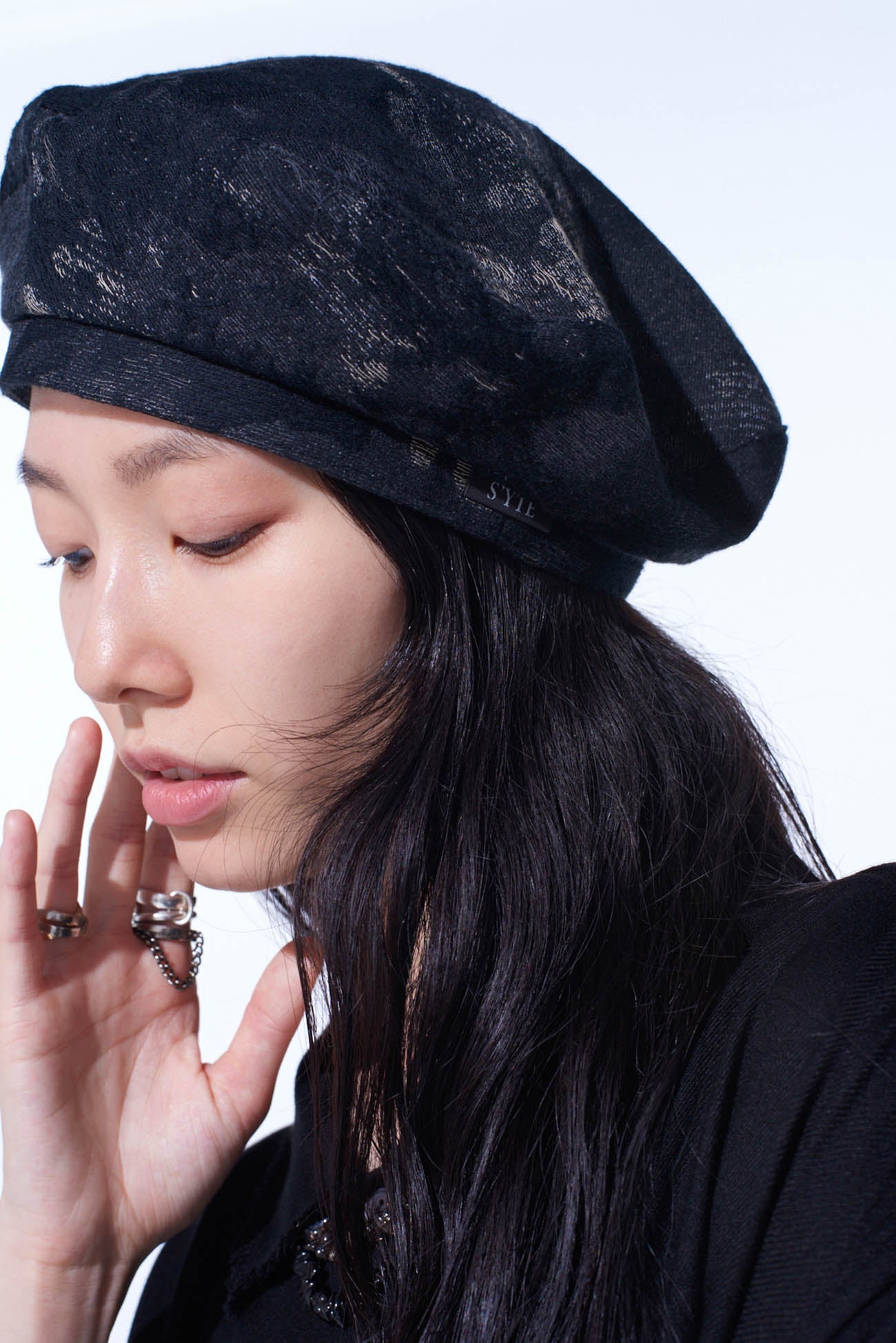 FADED FLORAL JACQUARD BERET