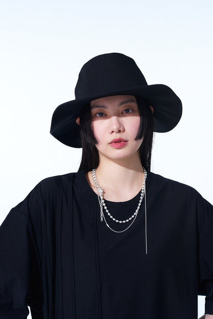 WASHER WOOL GABARDINE LONG BRIM HAT