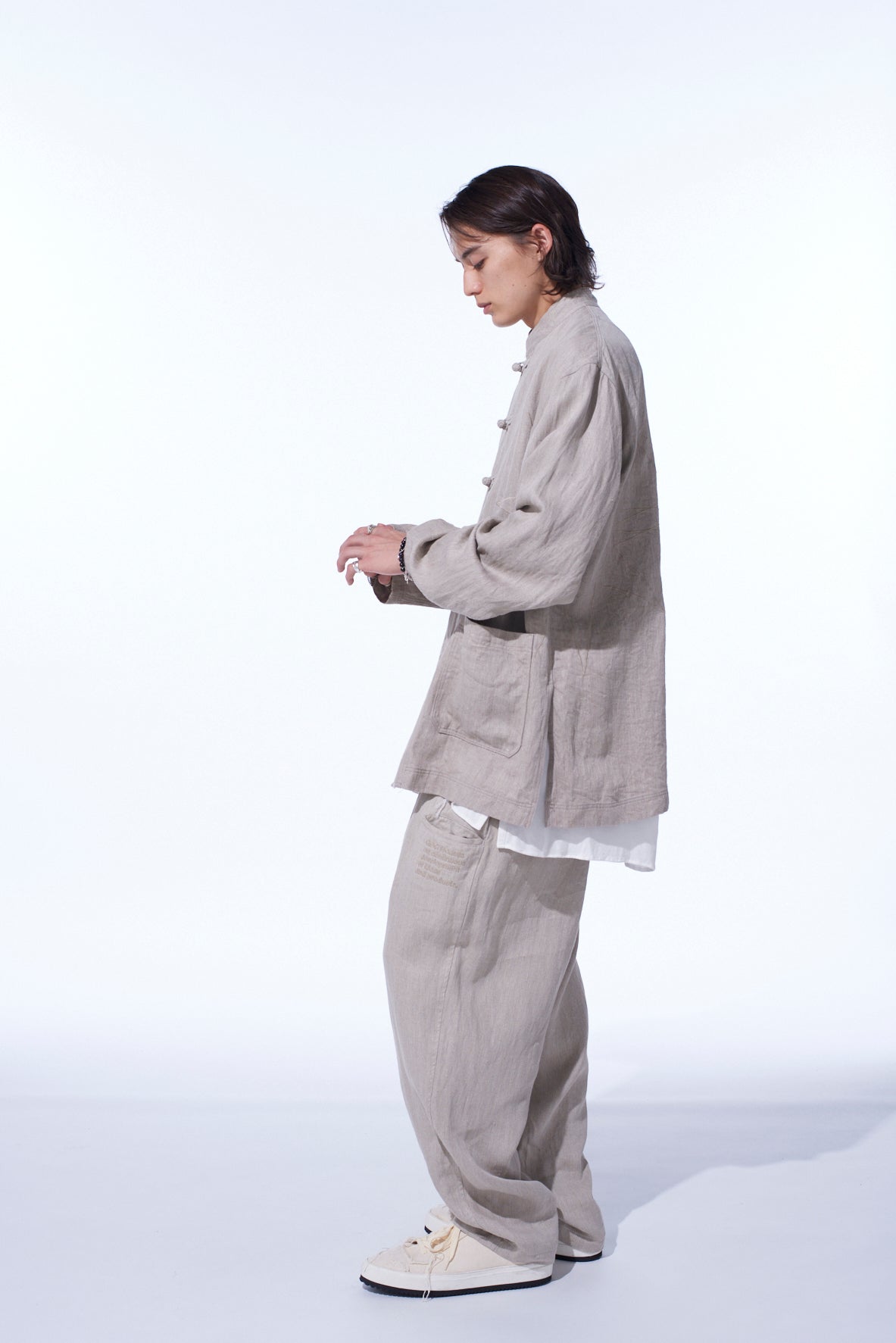 S’YTE × GDC Collaborate Collection- VINTAGE LINEN CHINO CLOTH OCTAGON STAR EMBROIDERY CHINA JACKET