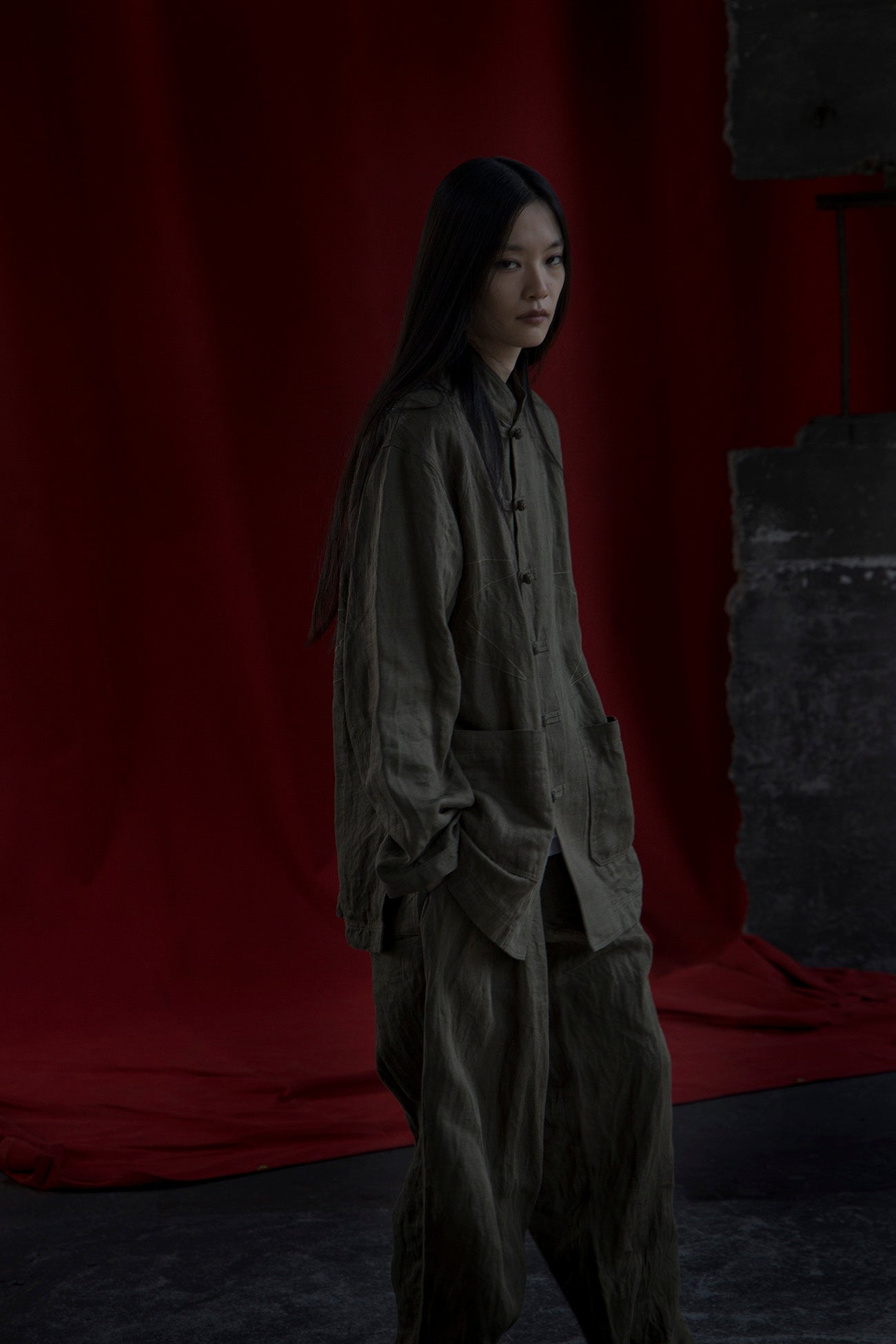 S’YTE × GDC Collaborate Collection- VINTAGE LINEN CHINO CLOTH OCTAGON STAR EMBROIDERY CHINA JACKET