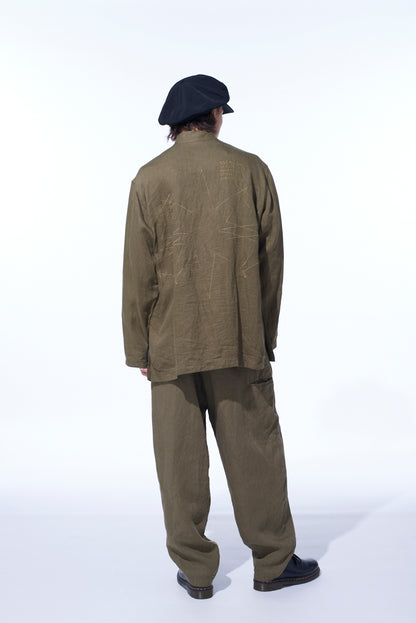 S’YTE × GDC Collaborate Collection- VINTAGE LINEN CHINO CLOTH OCTAGON STAR EMBROIDERY CHINA JACKET