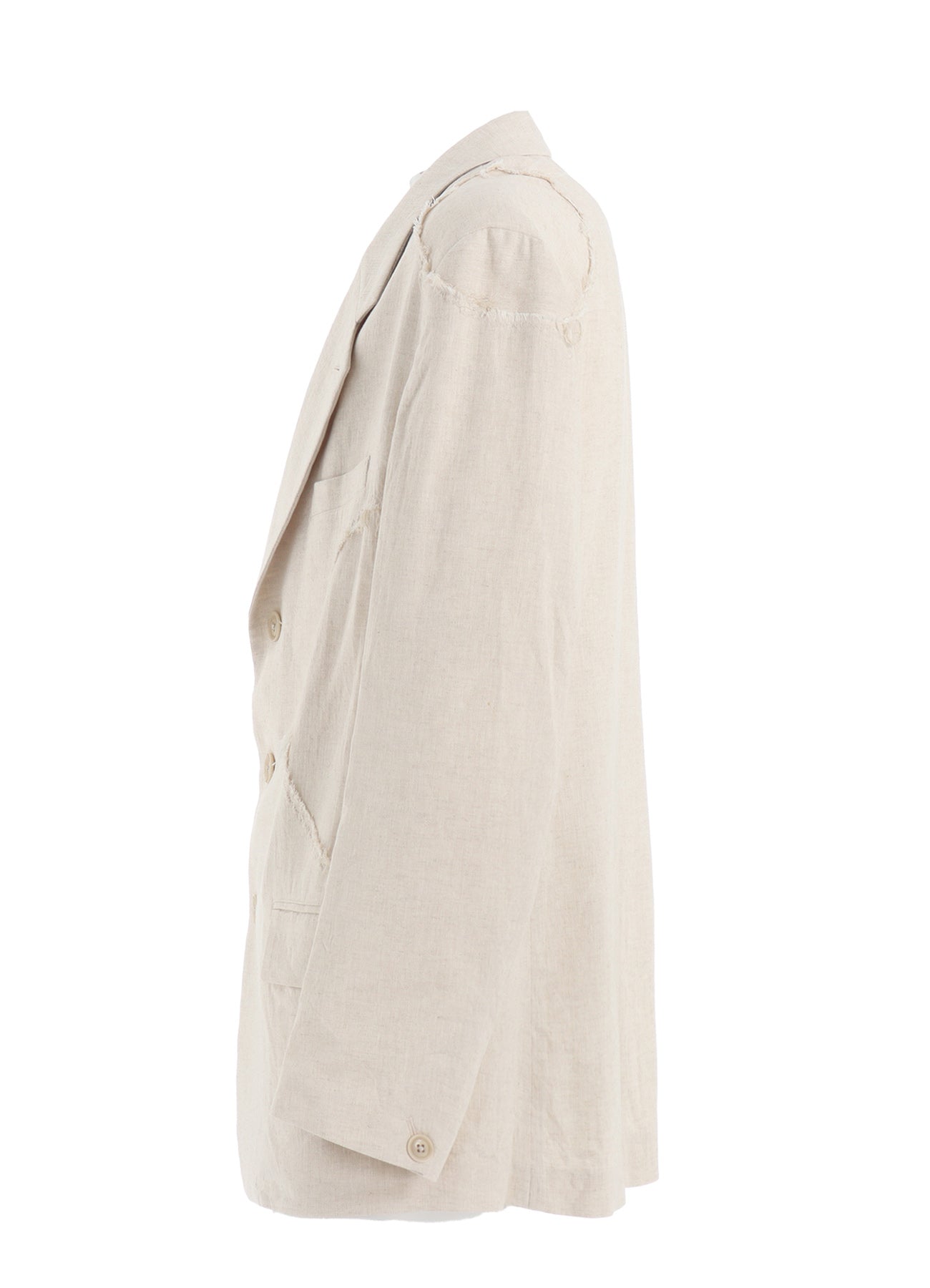 LINEN/COTTON HERRINGBONE ZIGZAG CUT-OUT JACKET