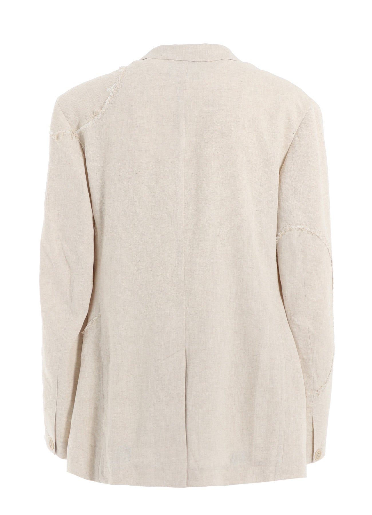 LINEN/COTTON HERRINGBONE ZIGZAG CUT-OUT JACKET