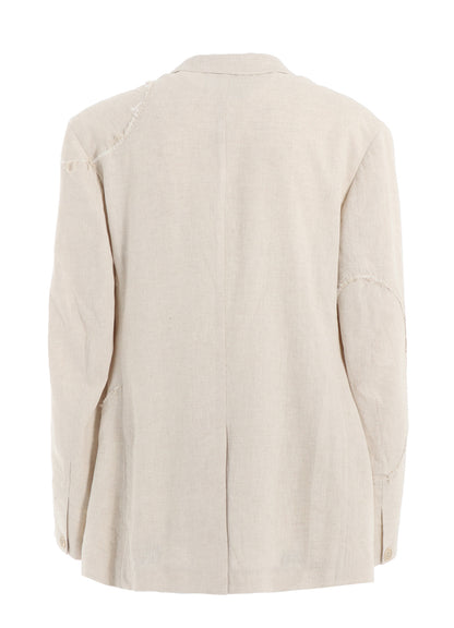 LINEN/COTTON HERRINGBONE ZIGZAG CUT-OUT JACKET