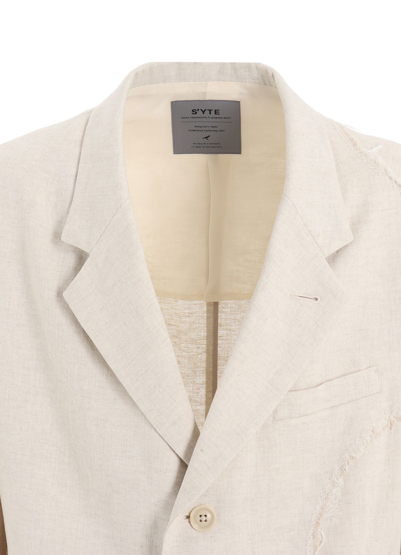 LINEN/COTTON HERRINGBONE ZIGZAG CUT-OUT JACKET