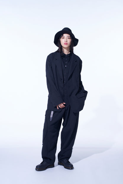LINEN/COTTON HERRINGBONE ZIGZAG CUT-OUT JACKET
