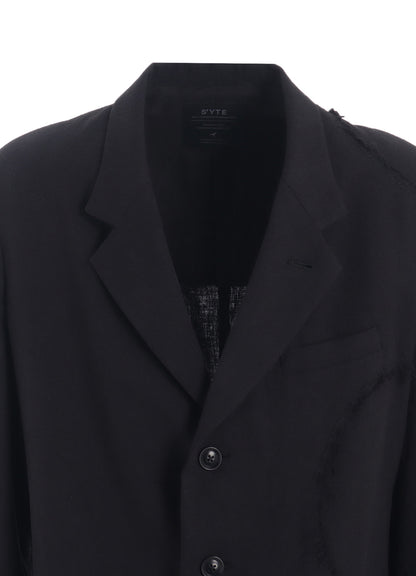LINEN/COTTON HERRINGBONE ZIGZAG CUT-OUT JACKET