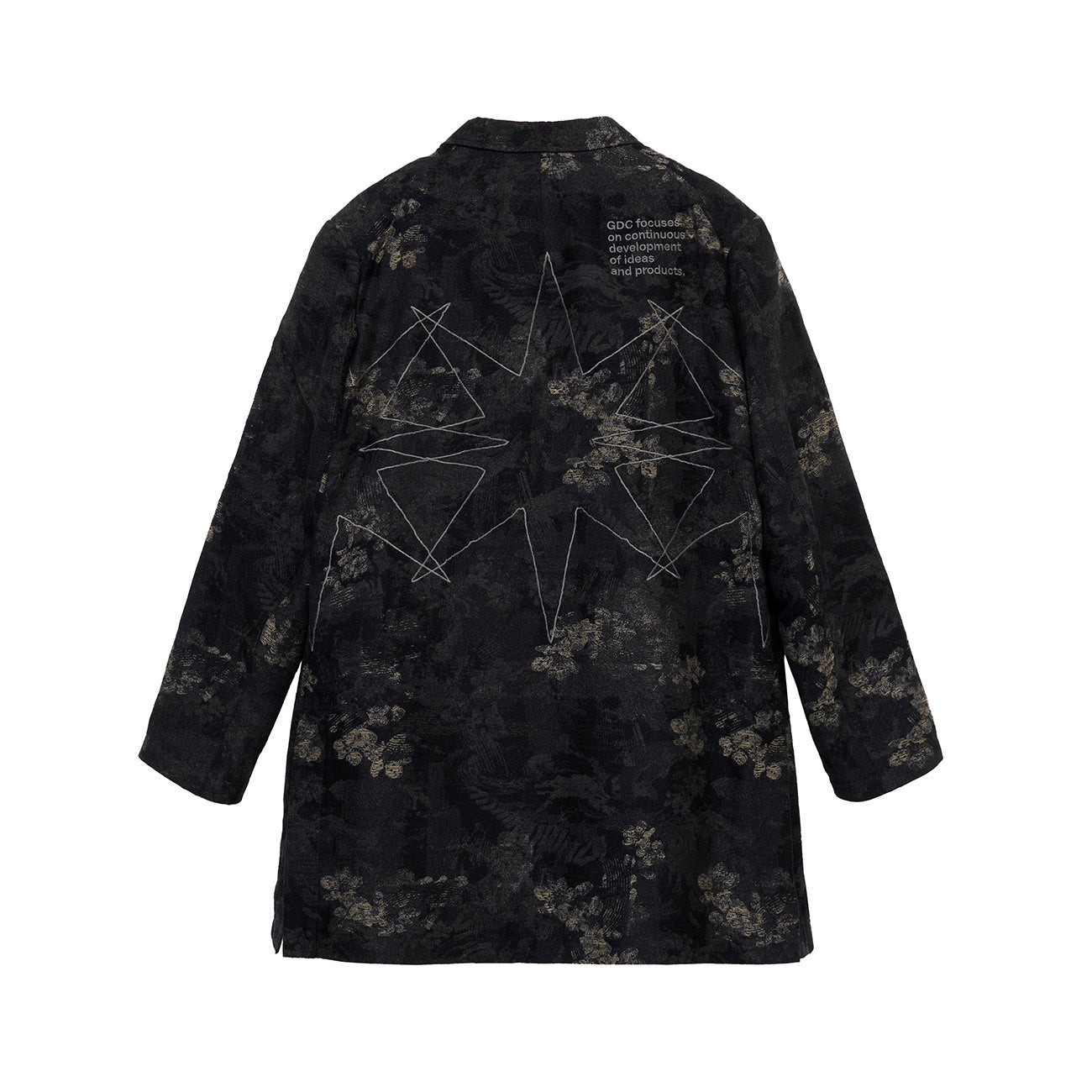 S’YTE × GDC Collaborate Collection- FADED FLORAL JACQUARD OCTAGON STAR EMBROIDERY LONG JACKET