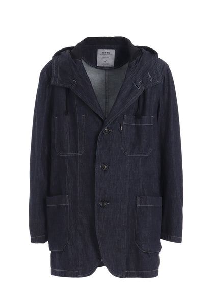 7oz TWO-TONE DENIM HOODED JACKET