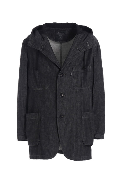 7oz TWO-TONE DENIM HOODED JACKET