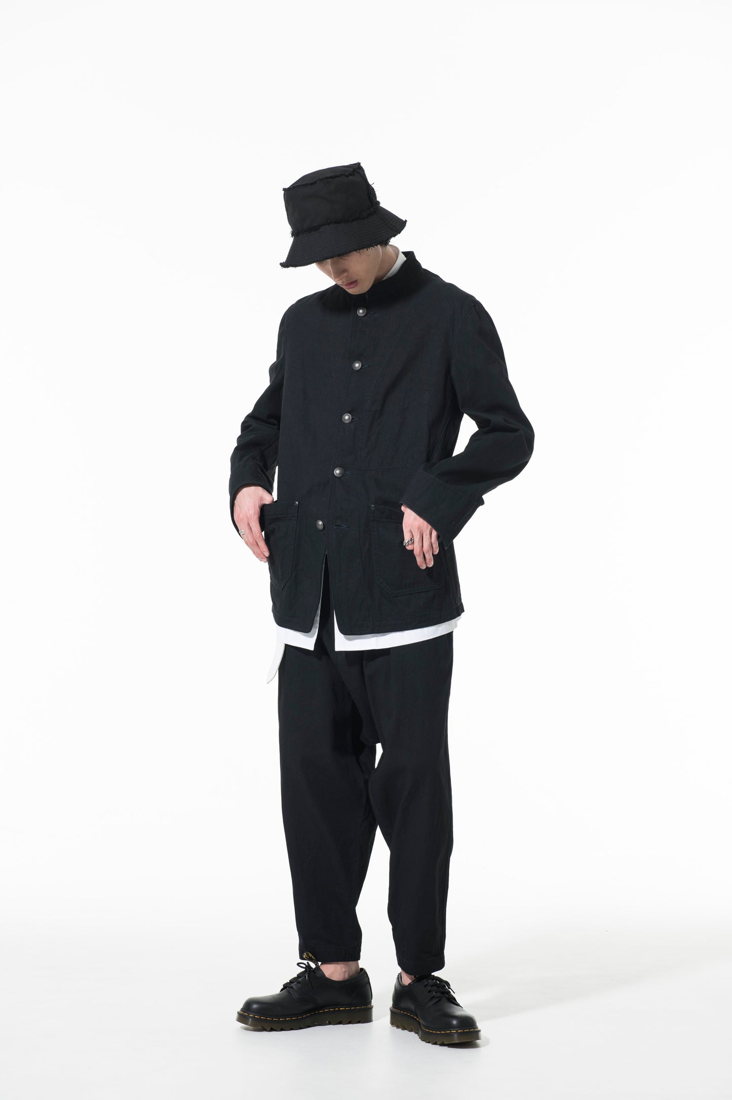 10 OZ DENIM STAND COLLAR COVERALLS JACKET