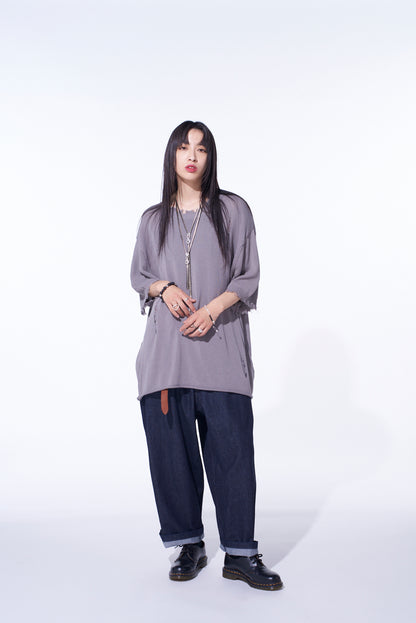 COMPACT TWIST 10G DAMAGED KNITTED PULLOVER