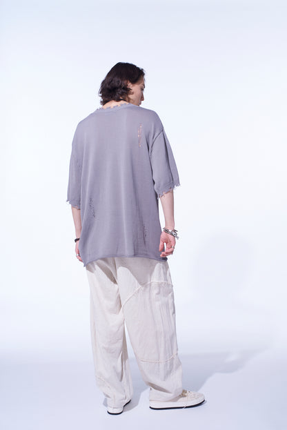 COMPACT TWIST 10G DAMAGED KNITTED PULLOVER