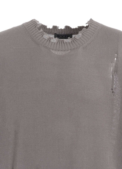 COMPACT TWIST 10G DAMAGED KNITTED PULLOVER