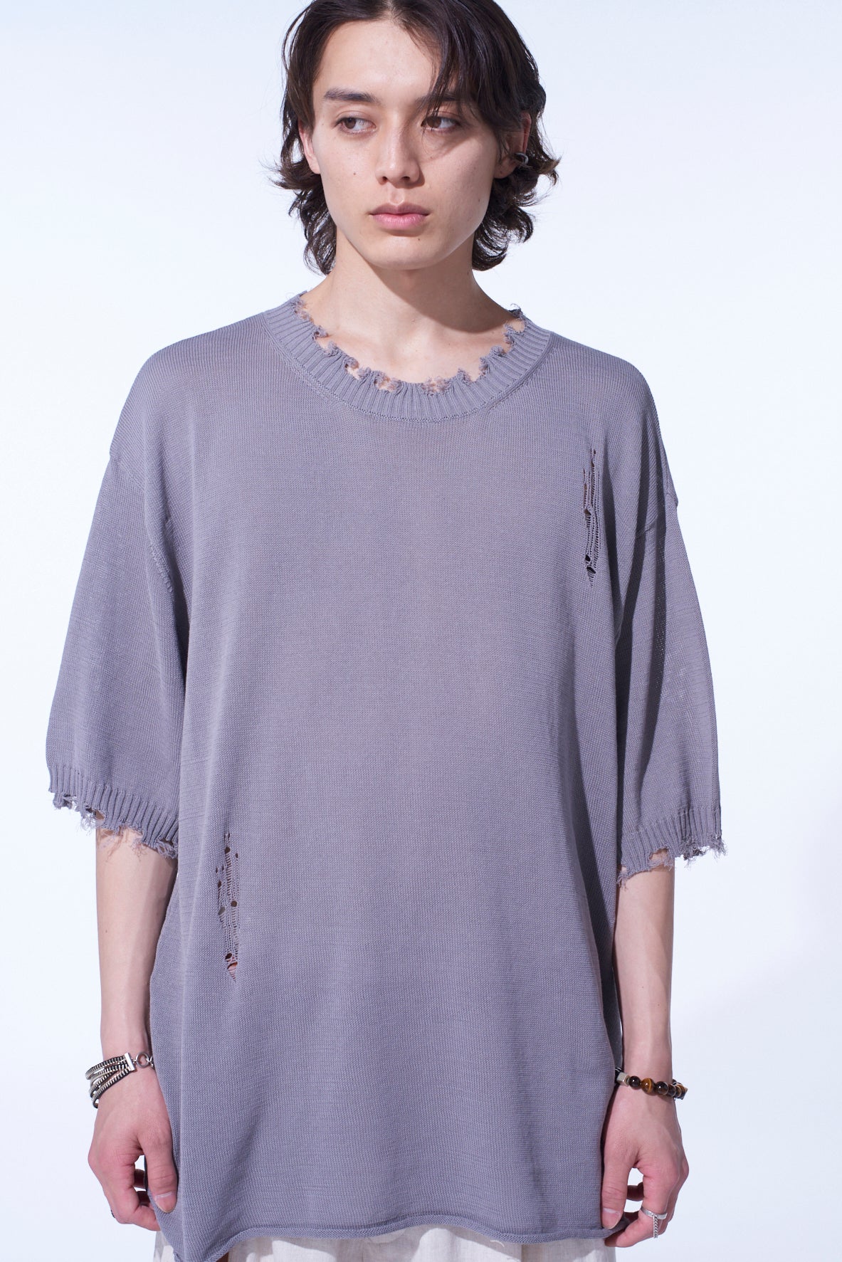 COMPACT TWIST 10G DAMAGED KNITTED PULLOVER