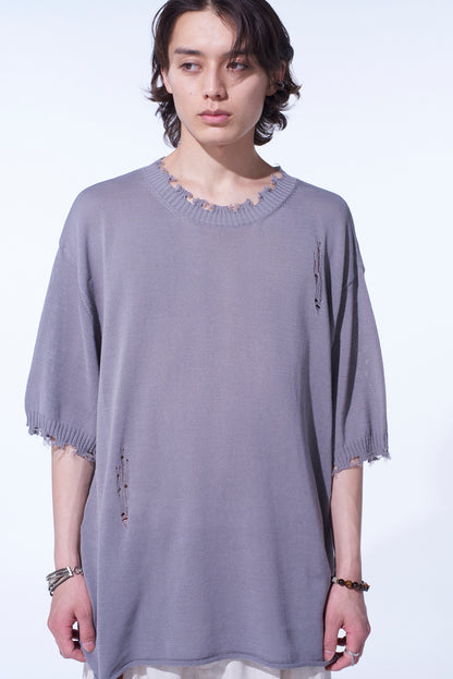 COMPACT TWIST 10G DAMAGED KNITTED PULLOVER