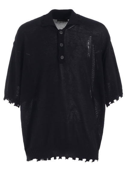 COMPACT TWIST 10G DAMAGED KNITTED POLO SHIRT