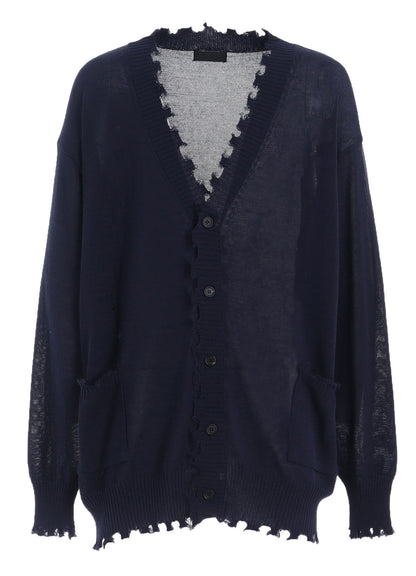 COMPACT TWIST 10G DAMAGED KNITTED CARDIGAN