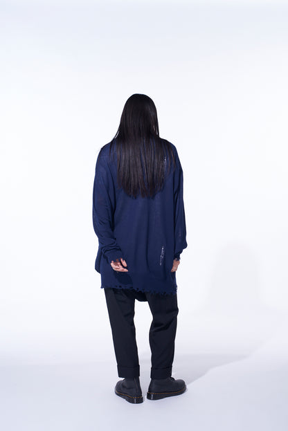 COMPACT TWIST 10G DAMAGED KNITTED CARDIGAN