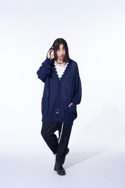 COMPACT TWIST 10G DAMAGED KNITTED CARDIGAN