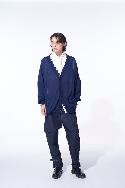 COMPACT TWIST 10G DAMAGED KNITTED CARDIGAN