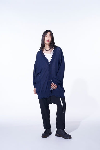 COMPACT TWIST 10G DAMAGED KNITTED CARDIGAN
