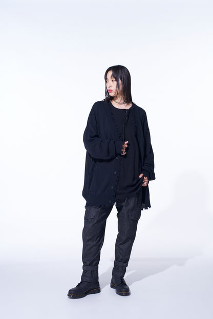 COMPACT TWIST 10G DAMAGED KNITTED CARDIGAN