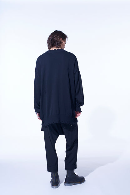 COMPACT TWIST 10G DAMAGED KNITTED CARDIGAN