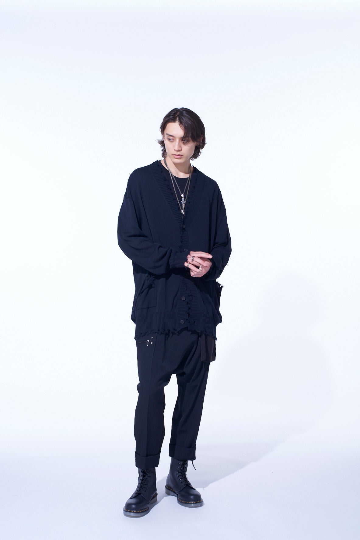 COMPACT TWIST 10G DAMAGED KNITTED CARDIGAN