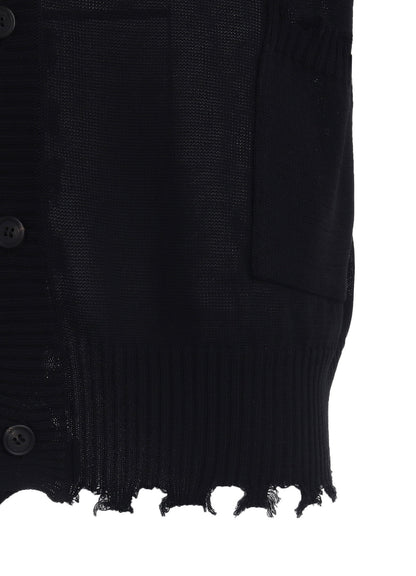 COMPACT TWIST 10G DAMAGED KNITTED CARDIGAN