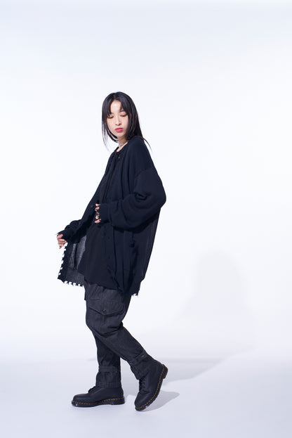 COMPACT TWIST 10G DAMAGED KNITTED CARDIGAN
