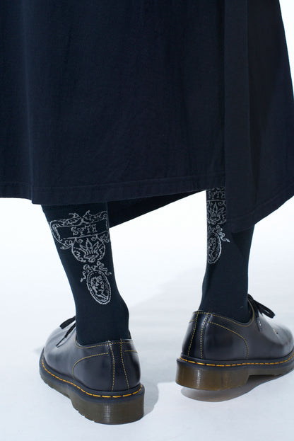 COTTON PLAIN STITCH BAROQUE PATTERN SOCKS