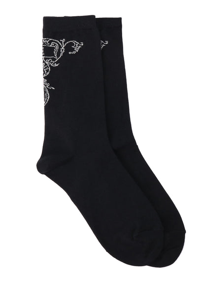 COTTON PLAIN STITCH BAROQUE PATTERN SOCKS