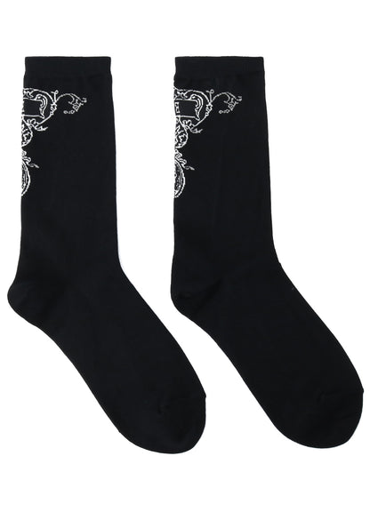 COTTON PLAIN STITCH BAROQUE PATTERN SOCKS