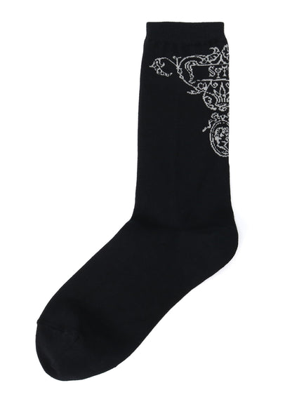 COTTON PLAIN STITCH BAROQUE PATTERN SOCKS