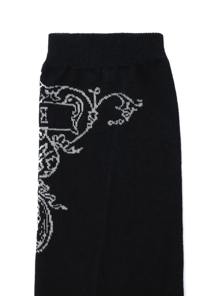 COTTON PLAIN STITCH BAROQUE PATTERN SOCKS