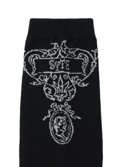 COTTON PLAIN STITCH BAROQUE PATTERN SOCKS