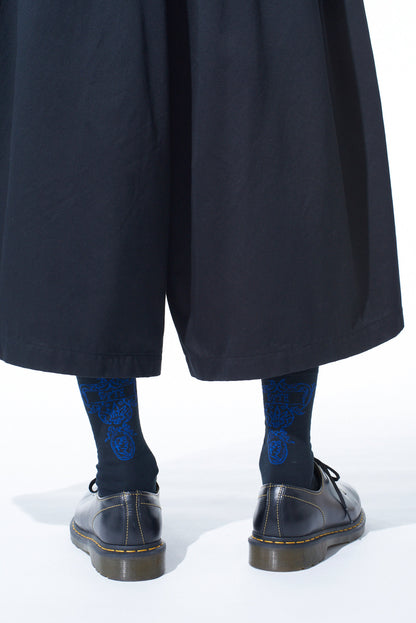 COTTON PLAIN STITCH BAROQUE PATTERN SOCKS