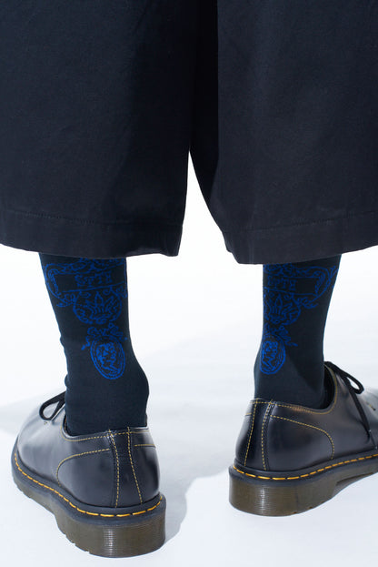 COTTON PLAIN STITCH BAROQUE PATTERN SOCKS