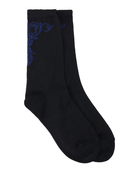 COTTON PLAIN STITCH BAROQUE PATTERN SOCKS