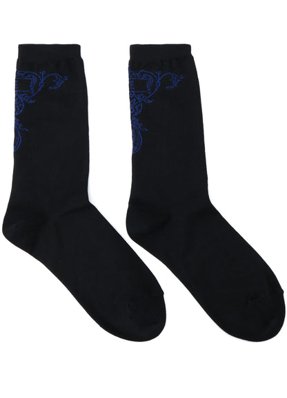 COTTON PLAIN STITCH BAROQUE PATTERN SOCKS
