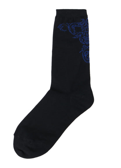 COTTON PLAIN STITCH BAROQUE PATTERN SOCKS