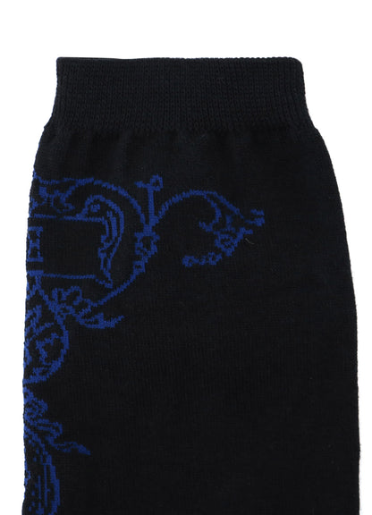 COTTON PLAIN STITCH BAROQUE PATTERN SOCKS