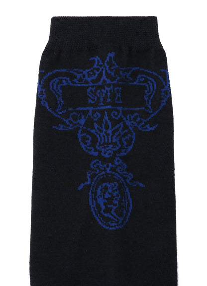 COTTON PLAIN STITCH BAROQUE PATTERN SOCKS