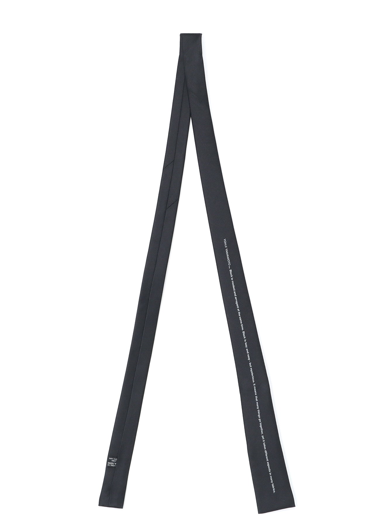 SILK SATIN「BLACK IS MODEST」MESSAGE NARROW SQUARE TIE
