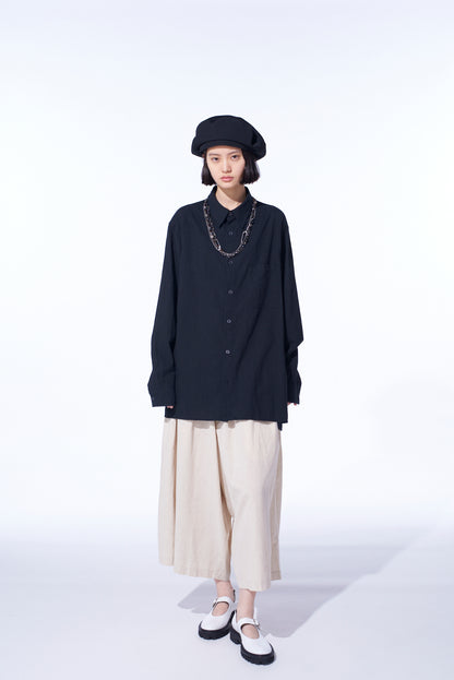 COTTON/LINEN POPLIN CULOTTE PANTS