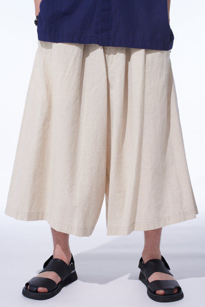COTTON/LINEN POPLIN CULOTTE PANTS