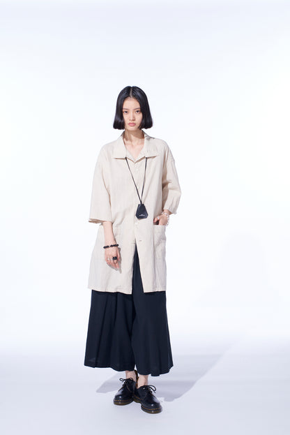 COTTON/LINEN POPLIN CULOTTE PANTS