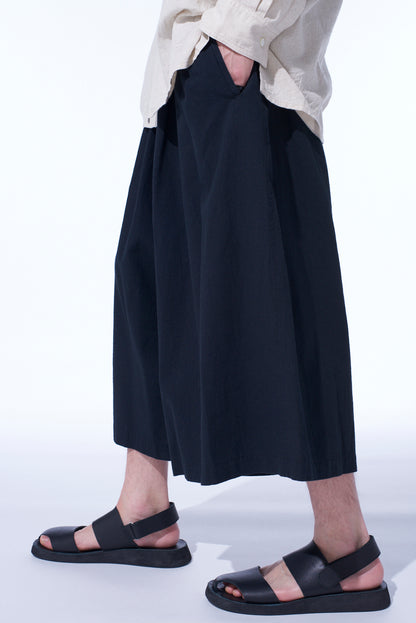 COTTON/LINEN POPLIN CULOTTE PANTS