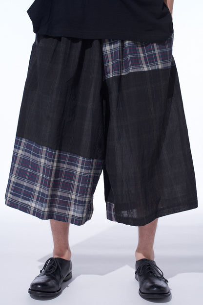 MADRAS CHECK PIGMENT PRINT CULOTTE PANTS